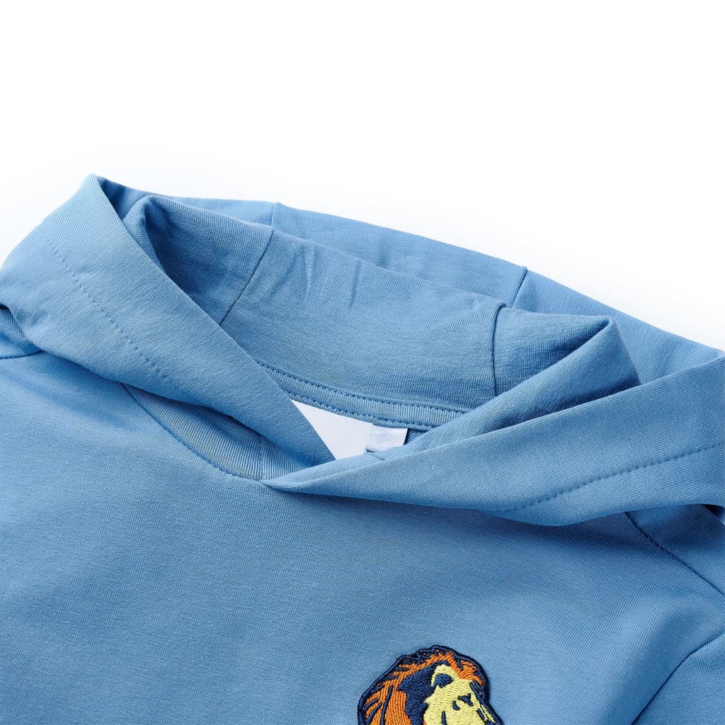 VidaXL Børnetrøje med hætte 140 blå og blød gul