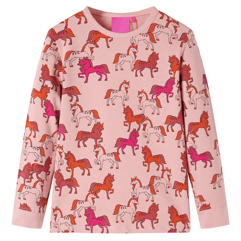 VidaXL Børnepyjamas med lange ærmer 128 lys pink