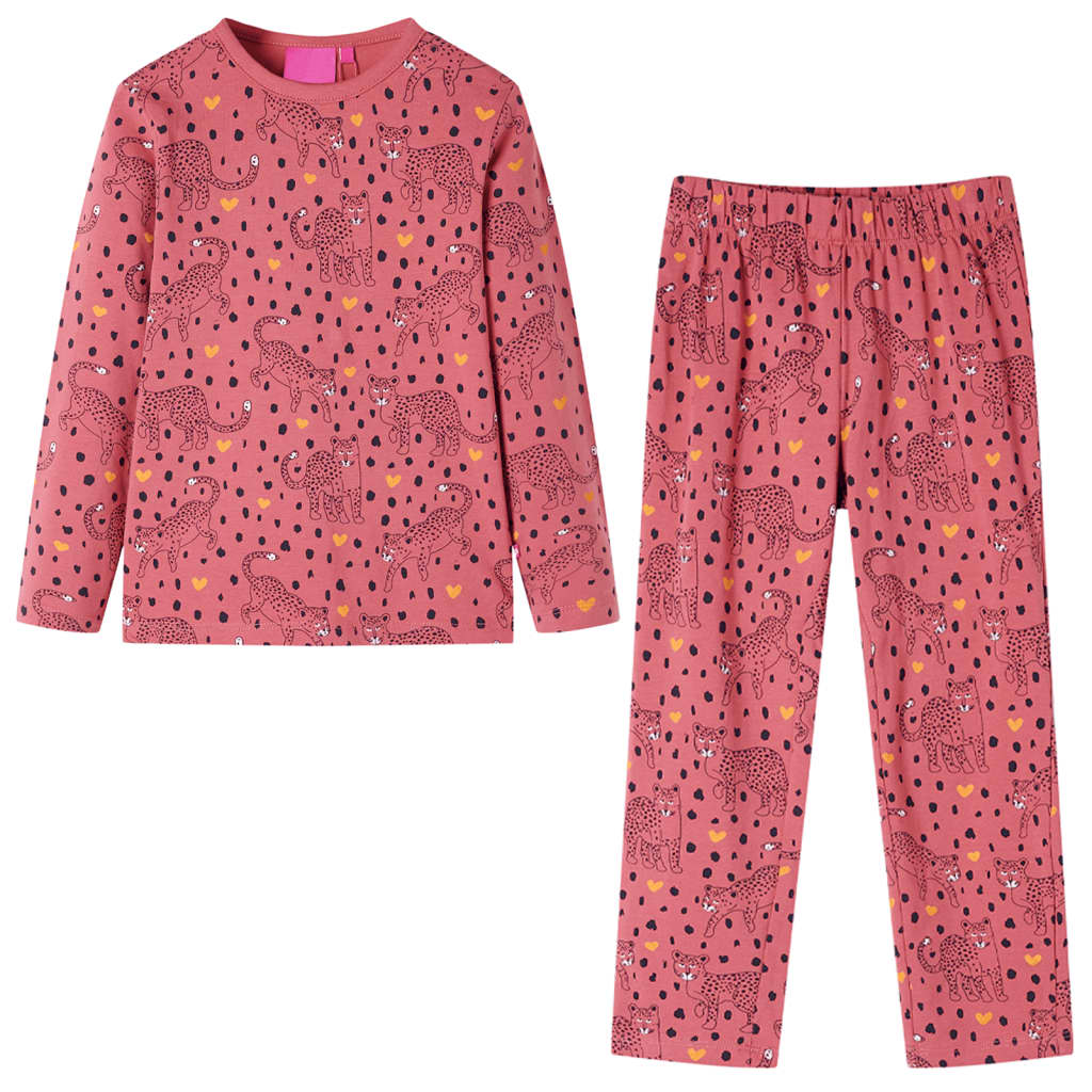 VidaXL Børnepyjamas med lange ærmer 128 old pink