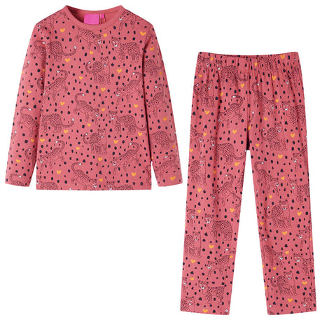 VidaXL Børnepyjamas med lange ærmer 128 old pink