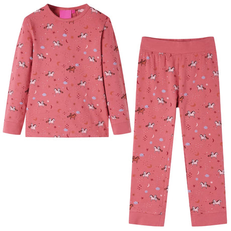 VidaXL Børnepyjamas med lange ærmer 116 old pink