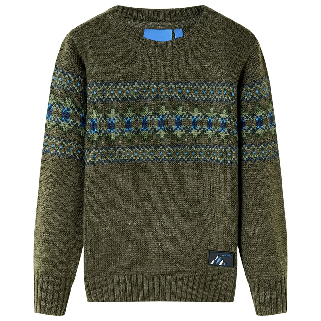 VidaXL Børnetrøje strikket 140 khaki