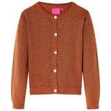 VidaXL børne cardigan strikket 128 cognac farvet