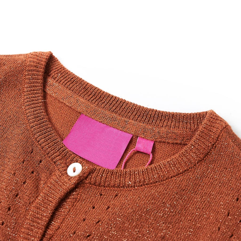 VidaXL børne cardigan strikket 128 cognac farvet