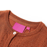 VidaXL børne cardigan strikket 128 cognac farvet