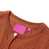 VidaXL børne cardigan strikket 140 cognac farvet