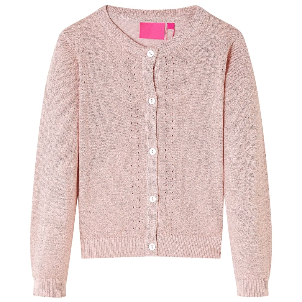 VidaXL børne cardigan strikket 116 blød pink