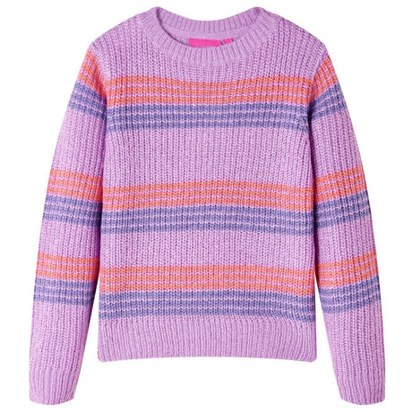 Vidaxl børnetrøje strikket med striber 116 lilla og pink