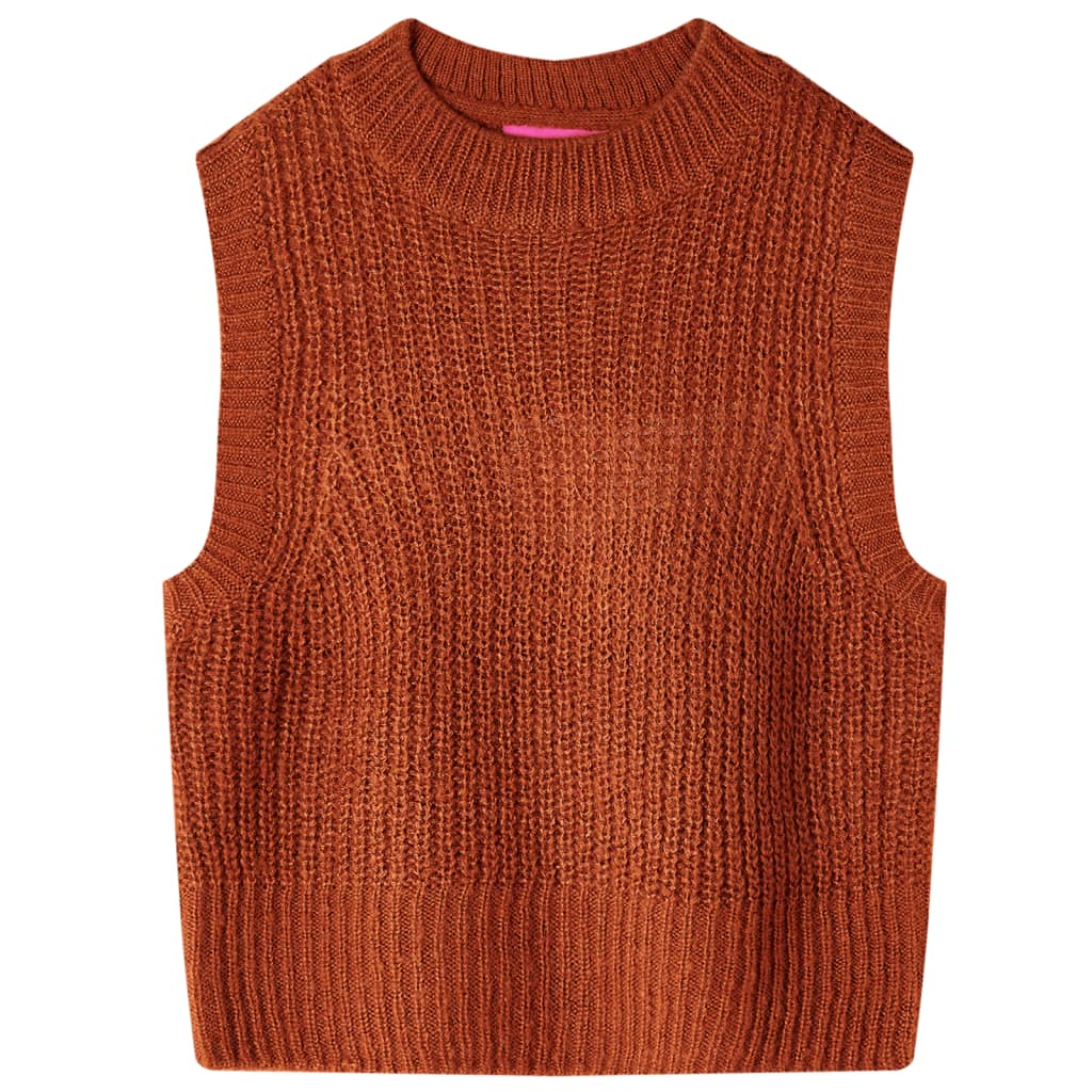 Vidaxl børne spencer strikket 128 cognac farvet
