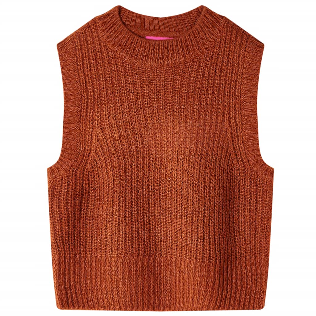 Vidaxl børne spencer strikket 140 cognac farvet