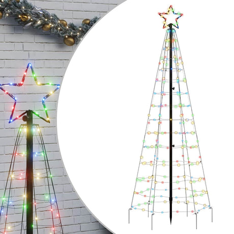 VidaXL LED juletræ med pigge 220 LEDs farverige 180 cm