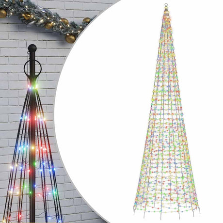 Vidaxxl LED juletræ på flagstang 1534 LEDs farverige 500 cm
