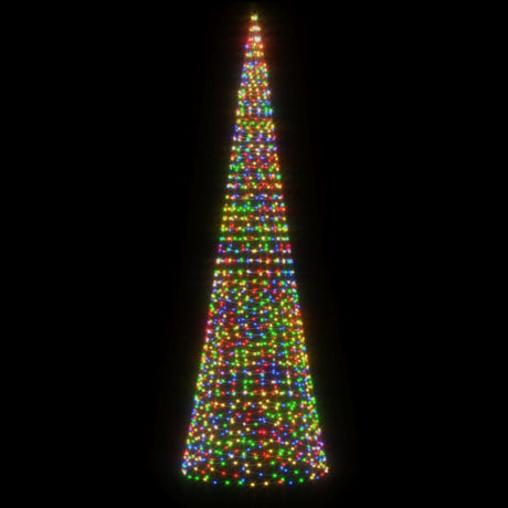 Vidaxxl LED juletræ på flagstang 1534 LEDs farverige 500 cm