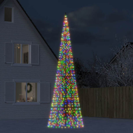 Vidaxxl LED juletræ på flagstang 1534 LEDs farverige 500 cm