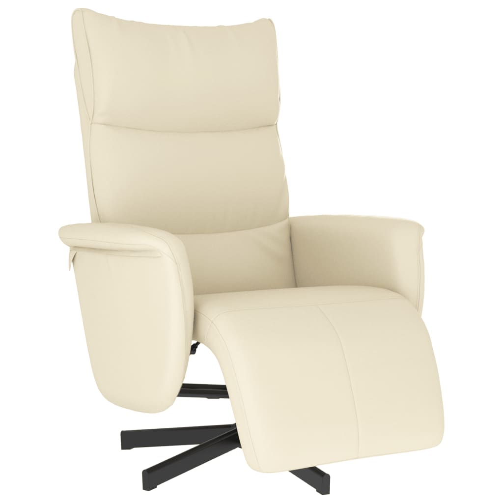 Vidaxl fauteuil verstelbaar met voetensteun kunstleer crèmekleurig