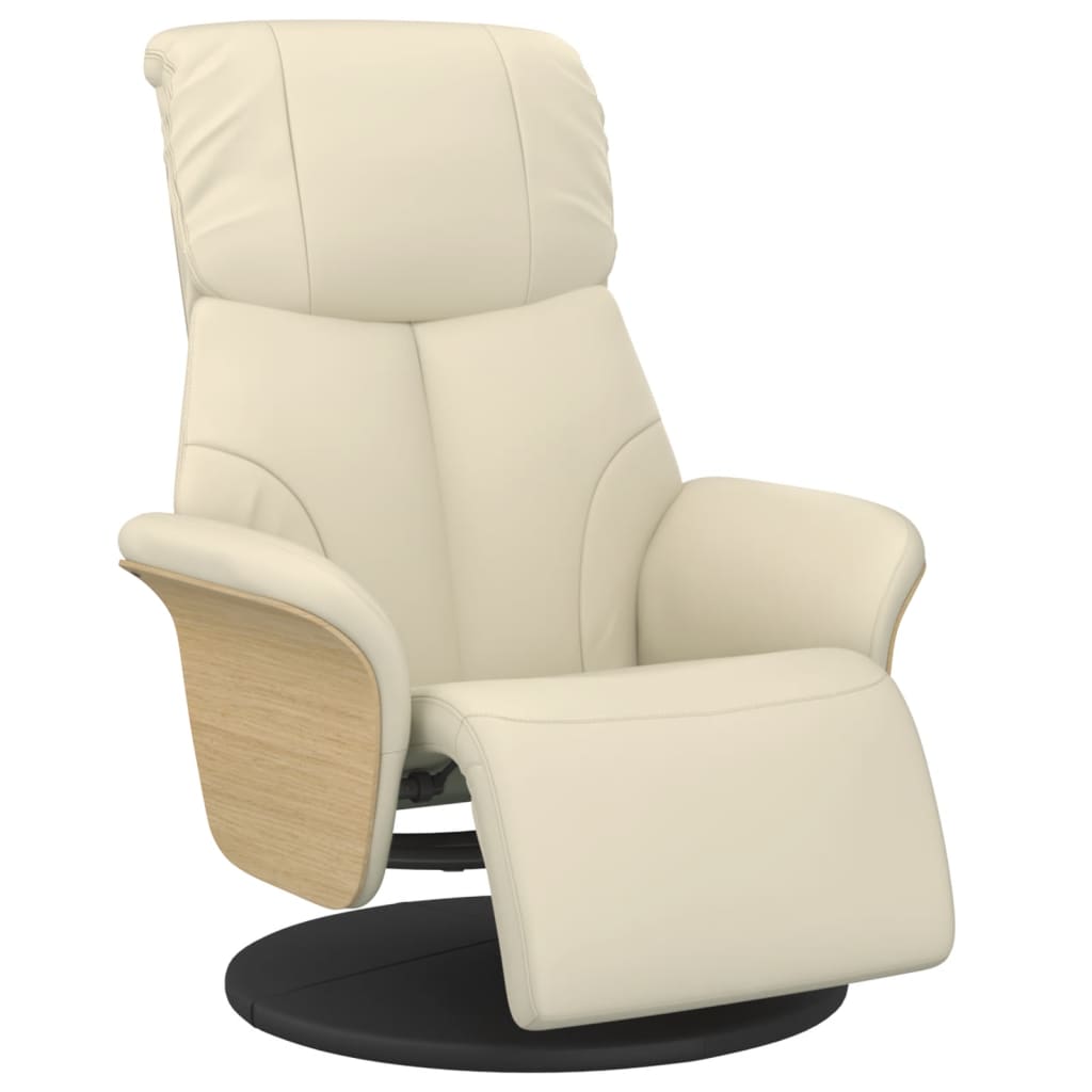Vidaxl fauteuil verstelbaar met voetensteun kunstleer crèmekleurig