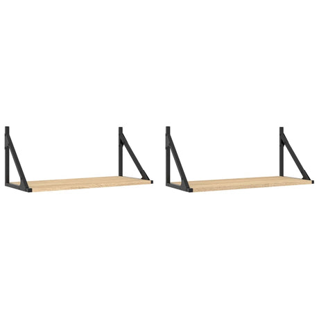 Vidaxl wandschappen 2 st 60x25x25,5 cm bewerkt hout sonoma eikenkleur