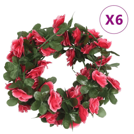 Vidaxx juleguirlander med blomster 6 stk 250 cm forårspink rød