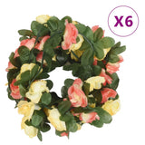 VidaXL blomsterguirlander 6 stk 250 cm forårssolnedgangsrød
