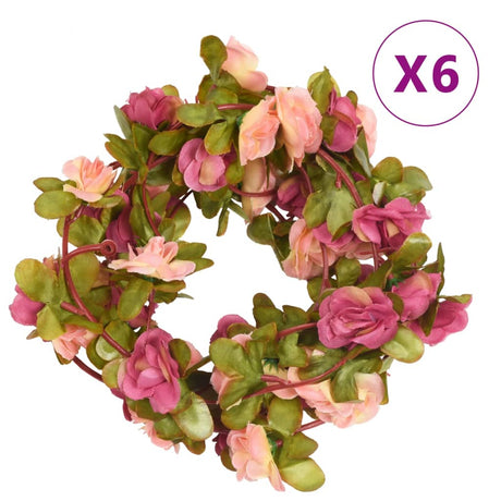 VidaXL blomsterguirlander 6 stk 250 cm pink rød