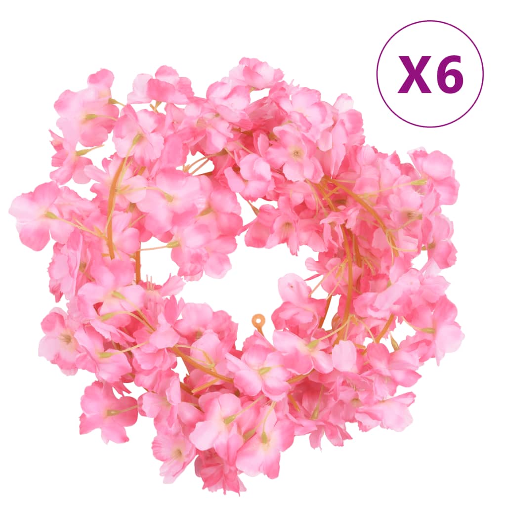 Vidaxx blomsterguirlander 6 stk 180 cm mørk pink