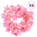 Vidaxx blomsterguirlander 6 stk 180 cm mørk pink