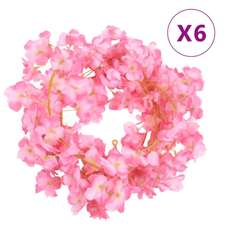 Vidaxx blomsterguirlander 6 stk 180 cm mørk pink