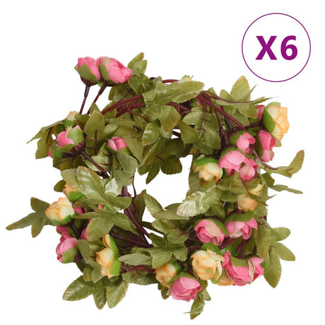 VidaXL blomsterguirlander 6 stk 215 cm pink