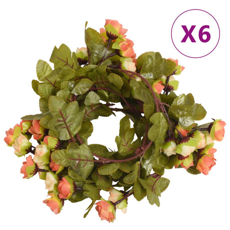VidaXL blomsterguirlander 6 stk 215 cm solopgang rød
