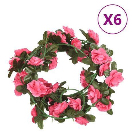 Vidaxx blomsterguirlander 6 stk 240 cm rød pink