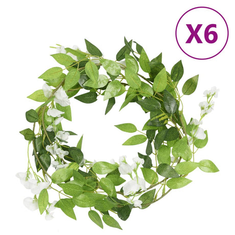 VidaXL blomsterguirlander 6 stk 200 cm hvid