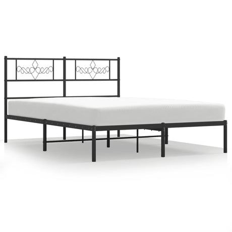 Vidaxl bedframe met hoofdbord metaal zwart 120x190 cm