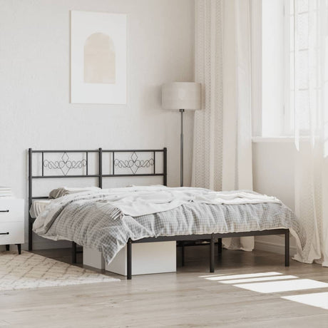 Vidaxl bedframe met hoofdbord metaal zwart 120x190 cm