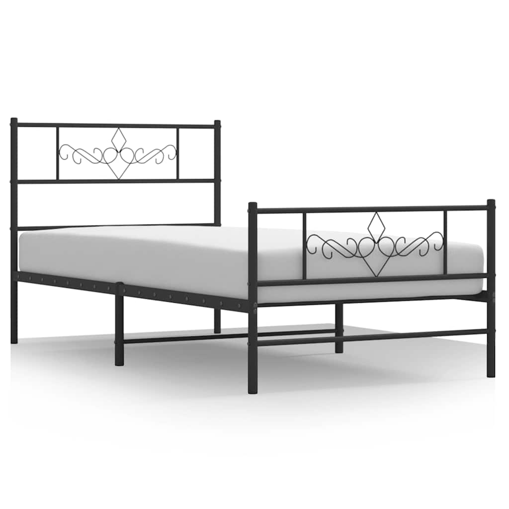 Vidaxl bedframe met hoofd- en voeteneinde metaal zwart 80x200 cm