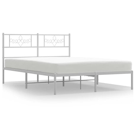 Vidaxl bedframe met hoofdbord metaal wit 150x200 cm