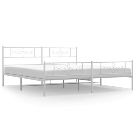 Vidaxl bedframe met hoofd- en voeteneinde metaal wit 193x203 cm