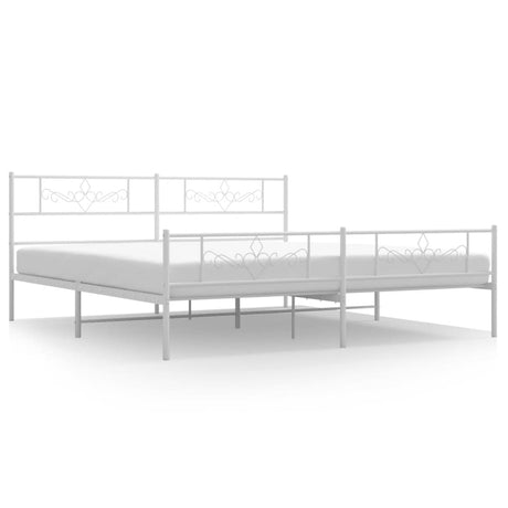 Vidaxl bedframe met hoofd- en voeteneinde metaal wit 200x200 cm