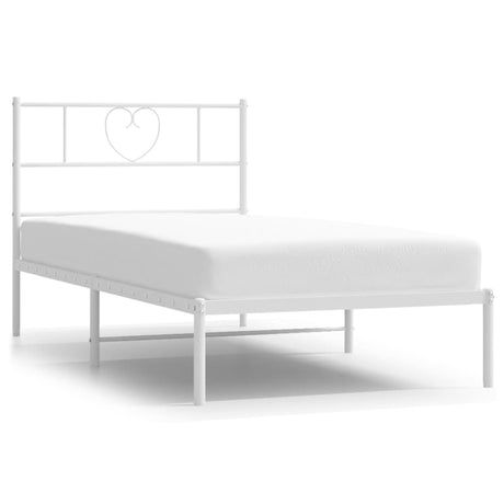 Vidaxl bedframe met hoofdbord zonder matras metaal wit 75x190 cm