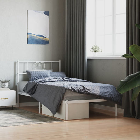 Vidaxl bedframe met hoofdbord zonder matras metaal wit 75x190 cm