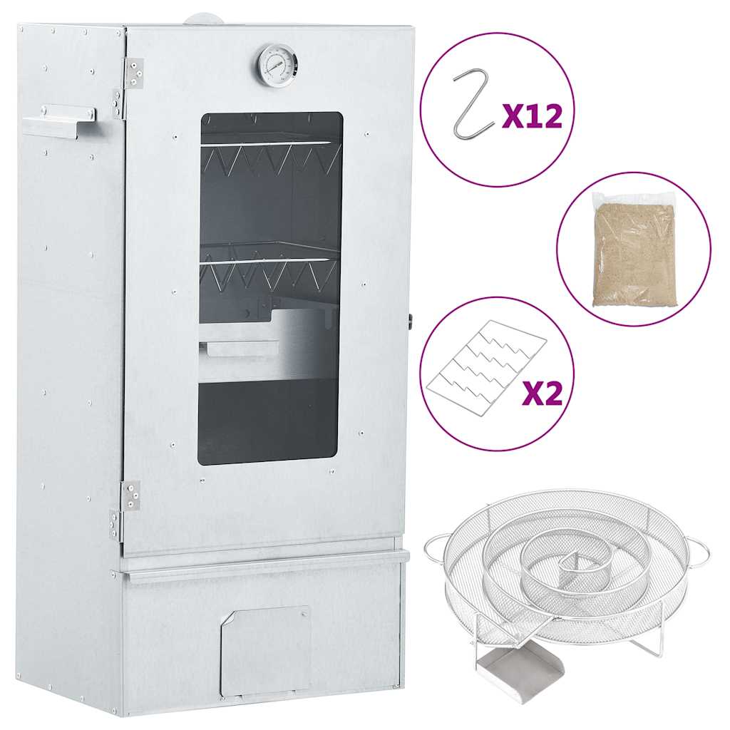 Vidaxl bbq-rookoven met koude rookgenerator gegalvaniseerd staal