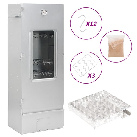 Vidaxl bbq-rookoven met koude rookgenerator gegalvaniseerd staal