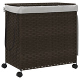 Vidaxl Tøjvaskekurv på hjul 60x35x60,5 cm Rattan mørkebrun