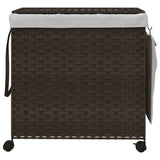 Vidaxl Tøjvaskekurv på hjul 60x35x60,5 cm Rattan mørkebrun