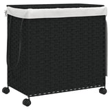 Vidaxl Tøjvaskekurv på hjul 60x35x60,5 cm Rattan Black