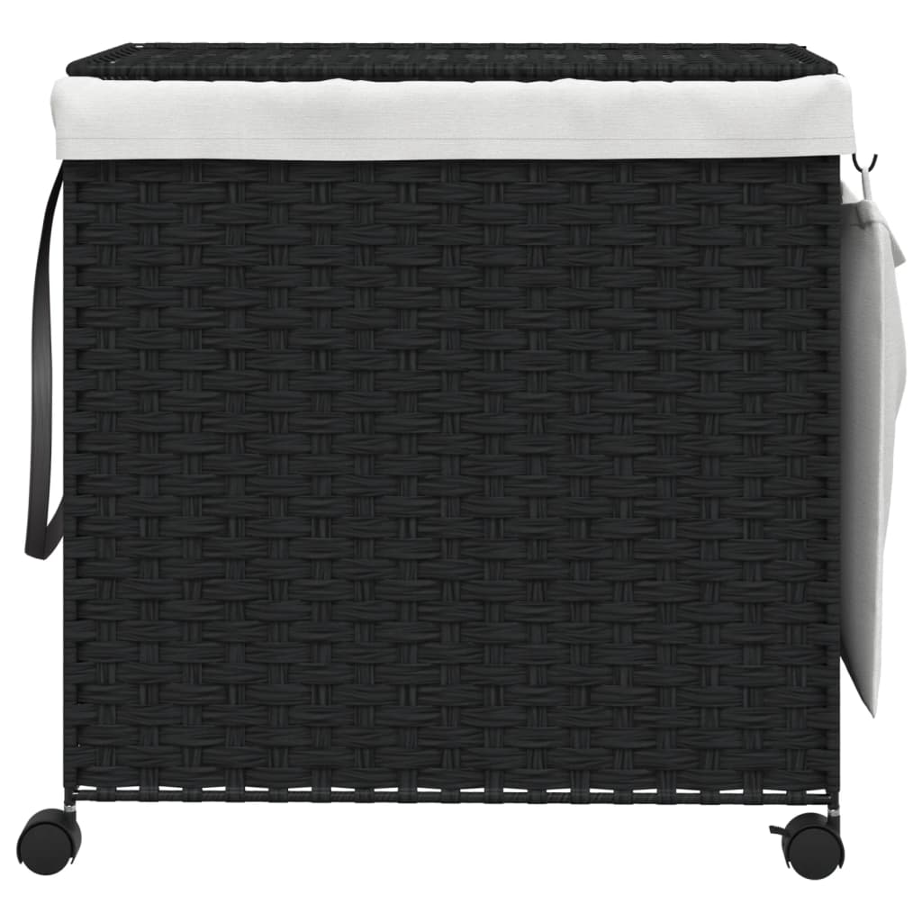 Vidaxl Tøjvaskekurv på hjul 60x35x60,5 cm Rattan Black