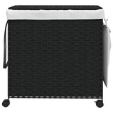 Vidaxl Tøjvaskekurv på hjul 60x35x60,5 cm Rattan Black