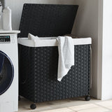 Vidaxl Tøjvaskekurv på hjul 60x35x60,5 cm Rattan Black
