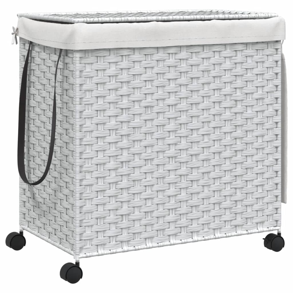 Vidaxl Tøjvaskekurv på hjul 60x35x60,5 cm Rattan White
