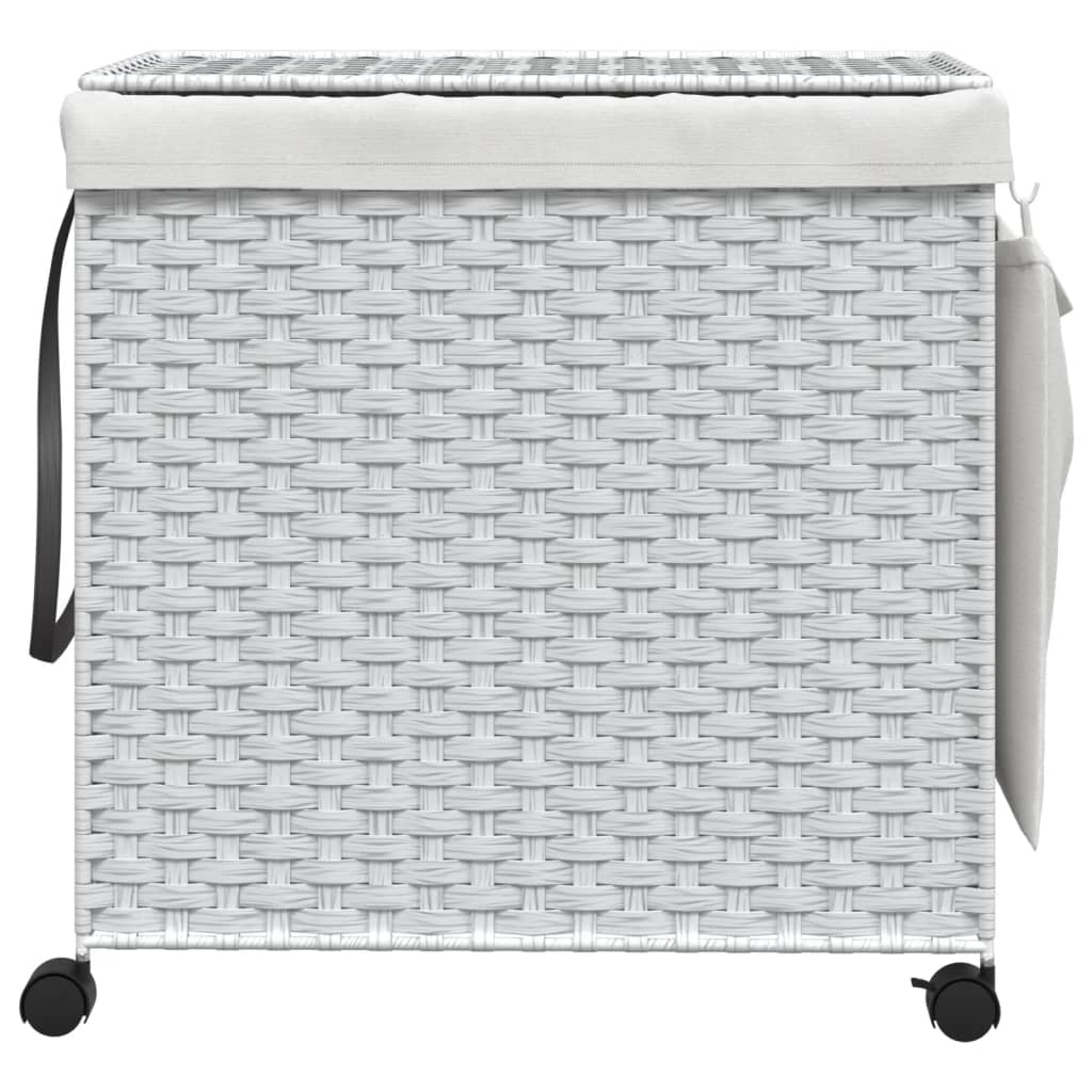 Vidaxl Tøjvaskekurv på hjul 60x35x60,5 cm Rattan White