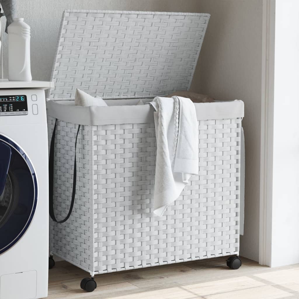 Vidaxl Tøjvaskekurv på hjul 60x35x60,5 cm Rattan White